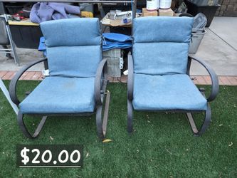 Two blue chairs
