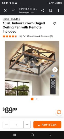 16 in. Indoor Brown Caged Ceiling Fan