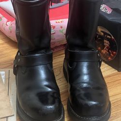 Harley Davidson Motor Cycle Steel Toe Black Boots