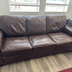 Dark Brown Leather Couch - FREE