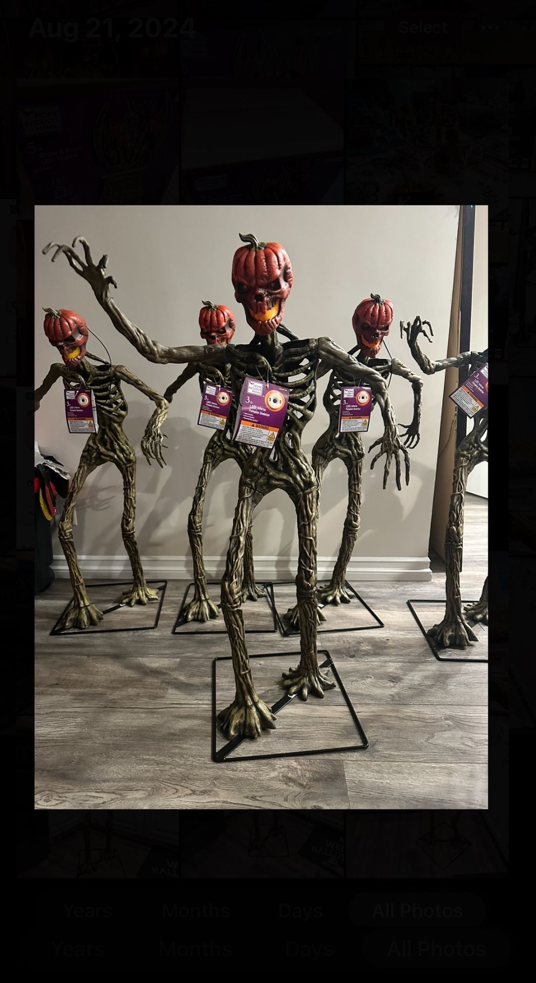 3 Foot Tall Mini Inferno Skeleton Pumpkin Head