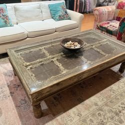 Beautiful Imported Antique Coffee Table Made From Indian Palace Door