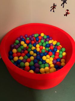 Red Kids Ball Pit with Colorful Balls