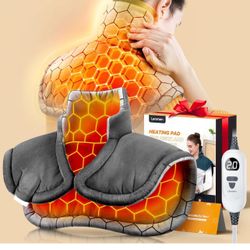 Graphene-Infused 1Min Fast Heating Pad, Deeper Pain Relief Weighted Heating Pads for Neck and Shoulders and Back, Heated Wrap with 6 Heat Options 4 Au