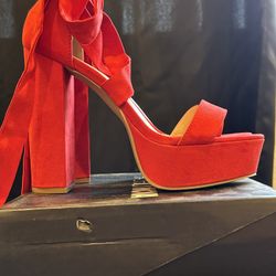 Red Lace Up Heels - Fashion Nova - Brand New