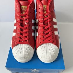 Kids Adidas Red / White Leather Sneakers, Size 4.5