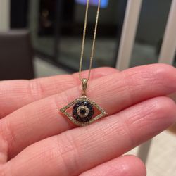 14K Evil Eye Diamond Necklace 