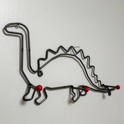 Kids Metal Dinosaur 3 Hooks Wall Hanger Holder