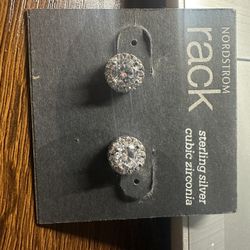 Sterling Silver Cubic Zirconia Earrings, Round 