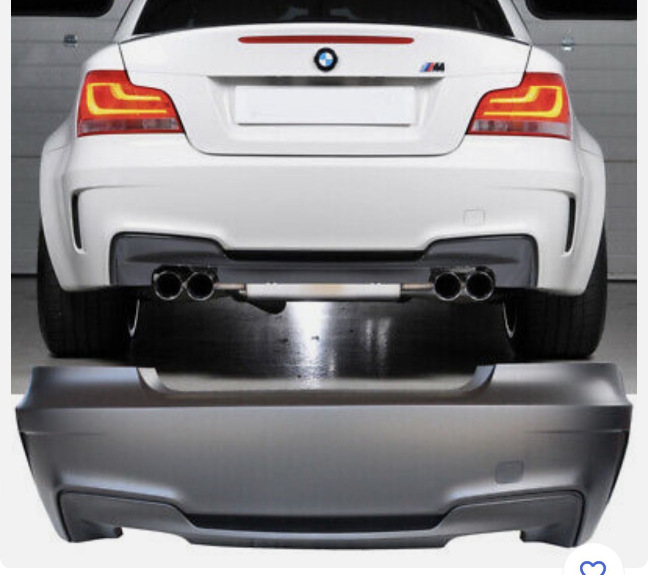 07-13 BMW E82 E88 128i 135i 1Series 1M Style Rear Bumper+Quad Tips Diffuser
