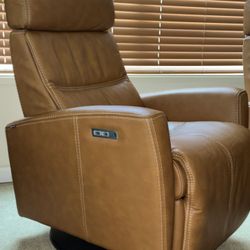 Fjords Milan Leather Swivel Glider, Power Recliner, Power Headrest 