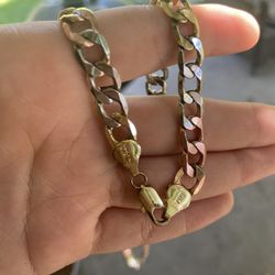 2 Gold Cuban Chains 75%Real Gold 