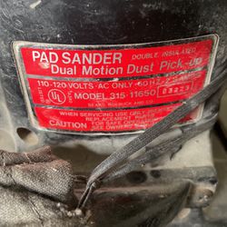 Sears Craftsman Duel Action Sander With Dust Pick Up Black Model(contact info removed)0