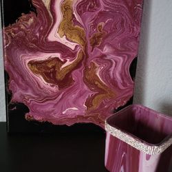 Handmade Abstract Painting And Candle Holder 