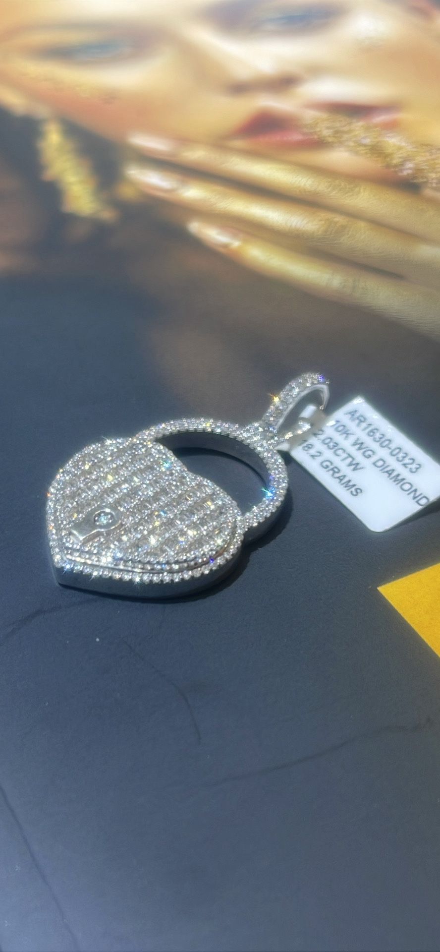 Diamond Heart Pendant Solid 10kt White Gold