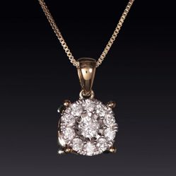 Diamond Halo Charm-White Gold 1/2C TW 