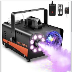 Fog Machine, Smoke Machine with Disco Ball Lights, 600W and 4000CFM with 13-Color LED Effects, Wired And Wireless Remote Controls, Ideal for Indoor, O