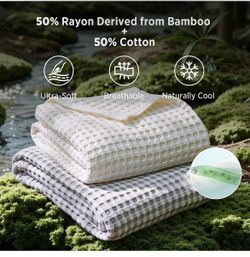 Bedsure Cooling Waffle Blanket for Hot Sleepers, ivory