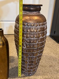 Large Decorative Floor Vase Bronze Studded