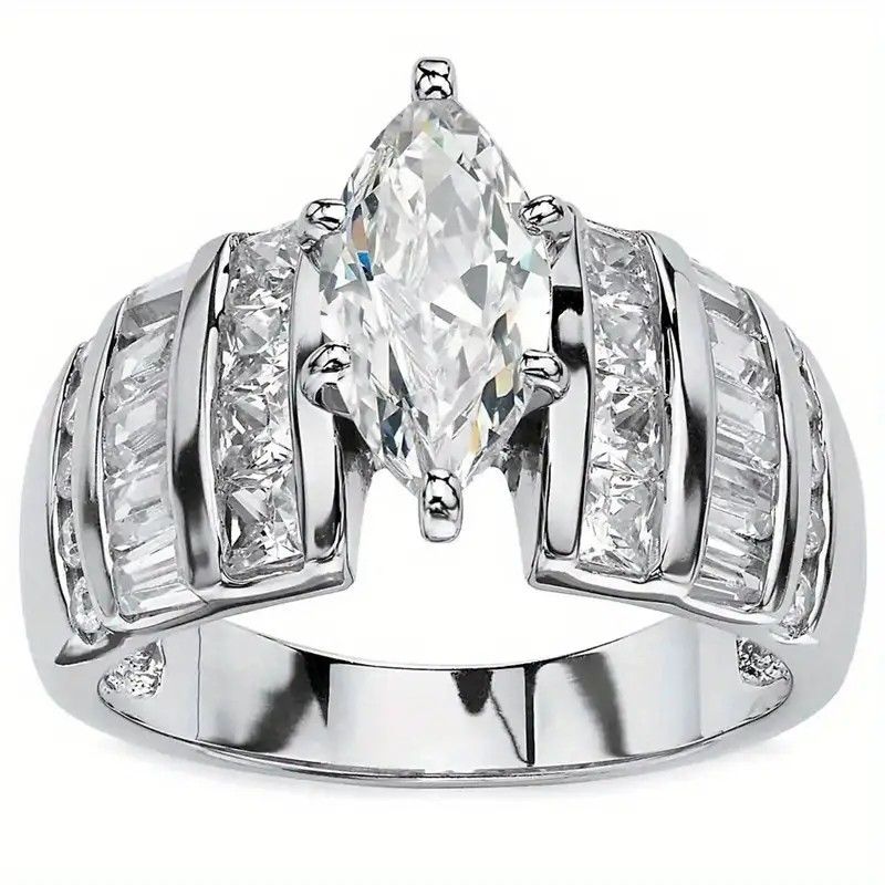 Gorgeous Women’s Marquis Cut Engagement Promises Ring Size 5-9