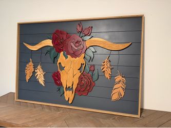 Southwestern Texas Longhorn OAK wall artwork