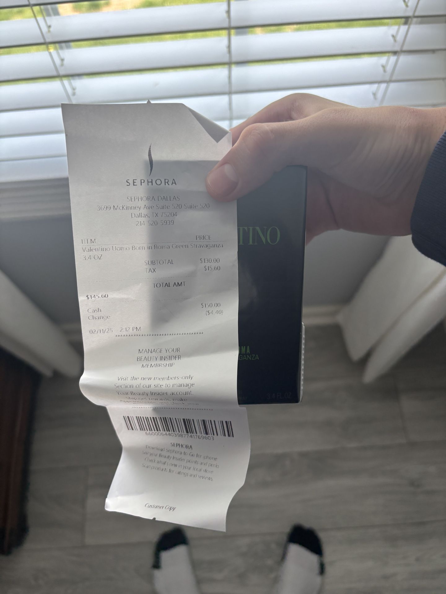 Valentino Cologne With Receipt