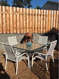 Outdoor patio set chairs plus table