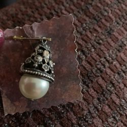 Vintage Pewter & Faux Pearl Charm - 1950’s