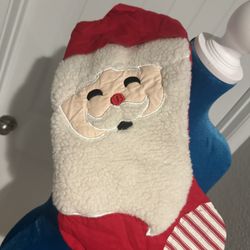 Vintage Style Santa Christmas Stocking – Plush Fleece Holiday Decor