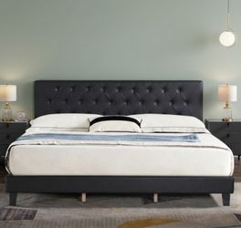 Queen Size Bed Frame Black With Mattress Platform Bed Frame New 