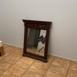 Wood Bathroom Mirror 27”x34”