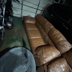 Leather sofa & loveseat