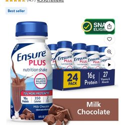 Ensure Plus Meal Replacement Nutrition Shake, Milk Chocolate, 8 fl oz, 24 Count