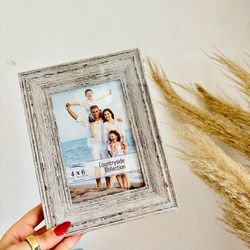 NEW White Brown Rustic Farmhouse 4x6 Photo Picture Frame Wall Mount Tabletop