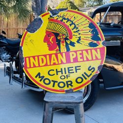 Indian Penn Porcelain Advertising Sign 30 Inches 