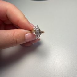 14k Yellow Gold Ring Waterfall Cluster