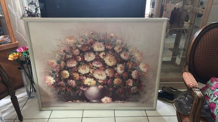 Floral OilPainting, Beautiful 50”W-38 3/4 H
