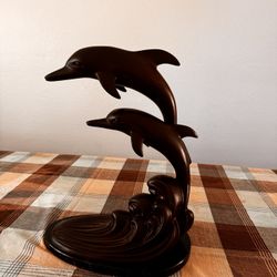 Twin Dolphins Bronze Statue