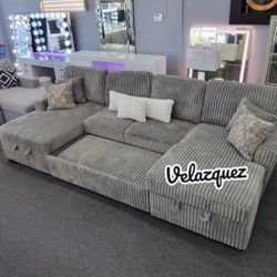 ✅️✅️4-Piece Convertible Sectional
Sleeper Sofa, Chaise Storage, Sofa Storage & USB Port✅️✅️