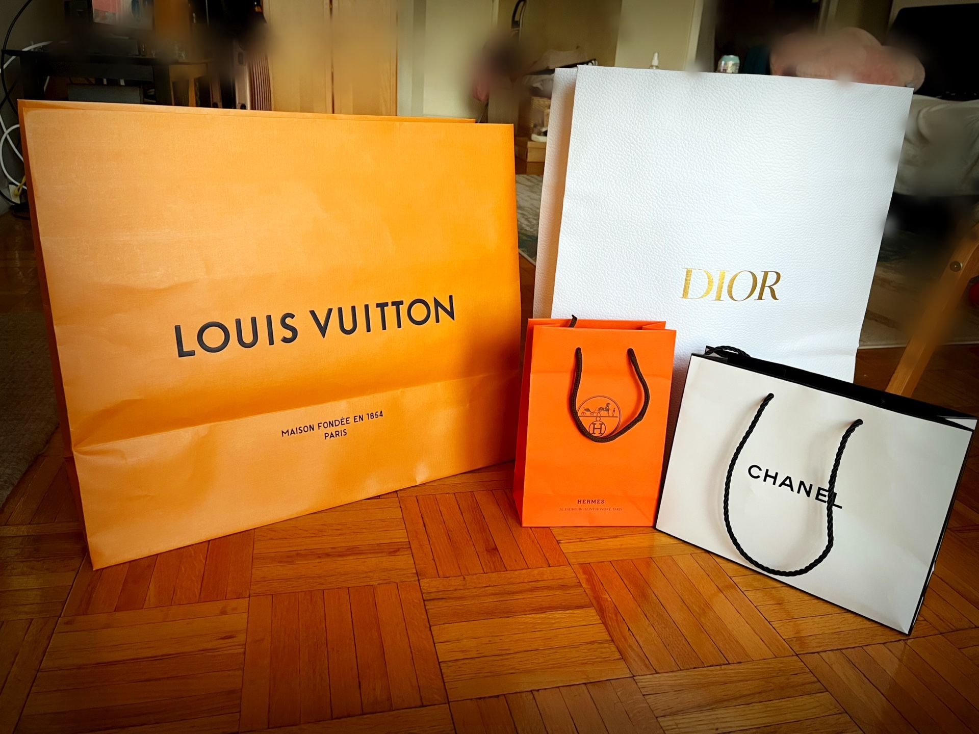Chanel, Dior , Hermes And LV Empty Gift Bags