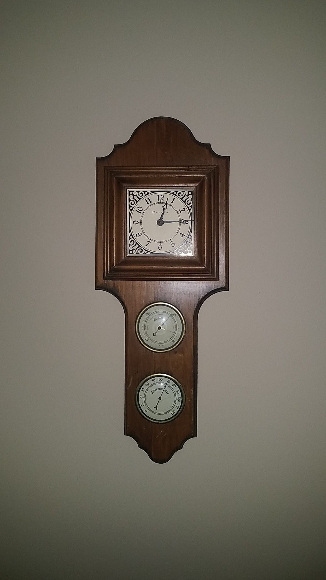 Bulava antique wall clock with barometer and thermometer