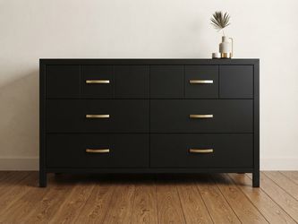 6 drawers black dresser with Golden handles on excellent condition delivery also available