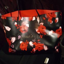 Victoria's Secret Limited Edition 2019 Large Red Floral Rose Tote Bag New