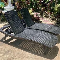 Keter Pacific Rattan Outdoor Adjustable Sun Lounger Reclining Backrest, Black