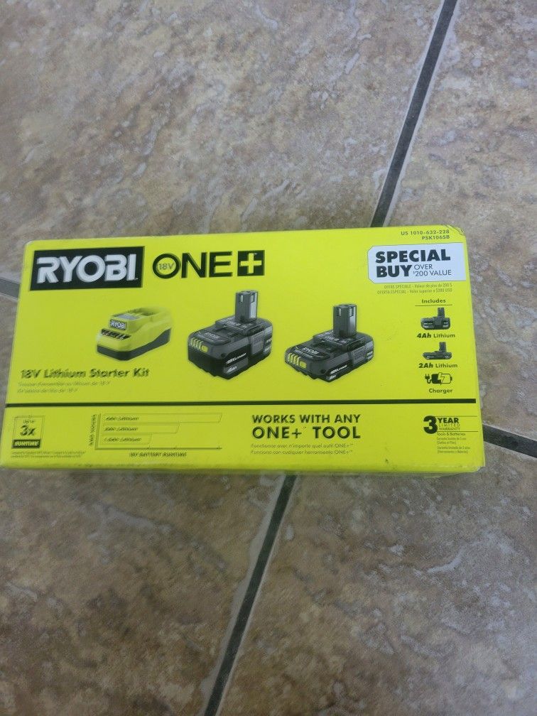 RYOBI ONE+ 18V LITHIUM STARTER KIT