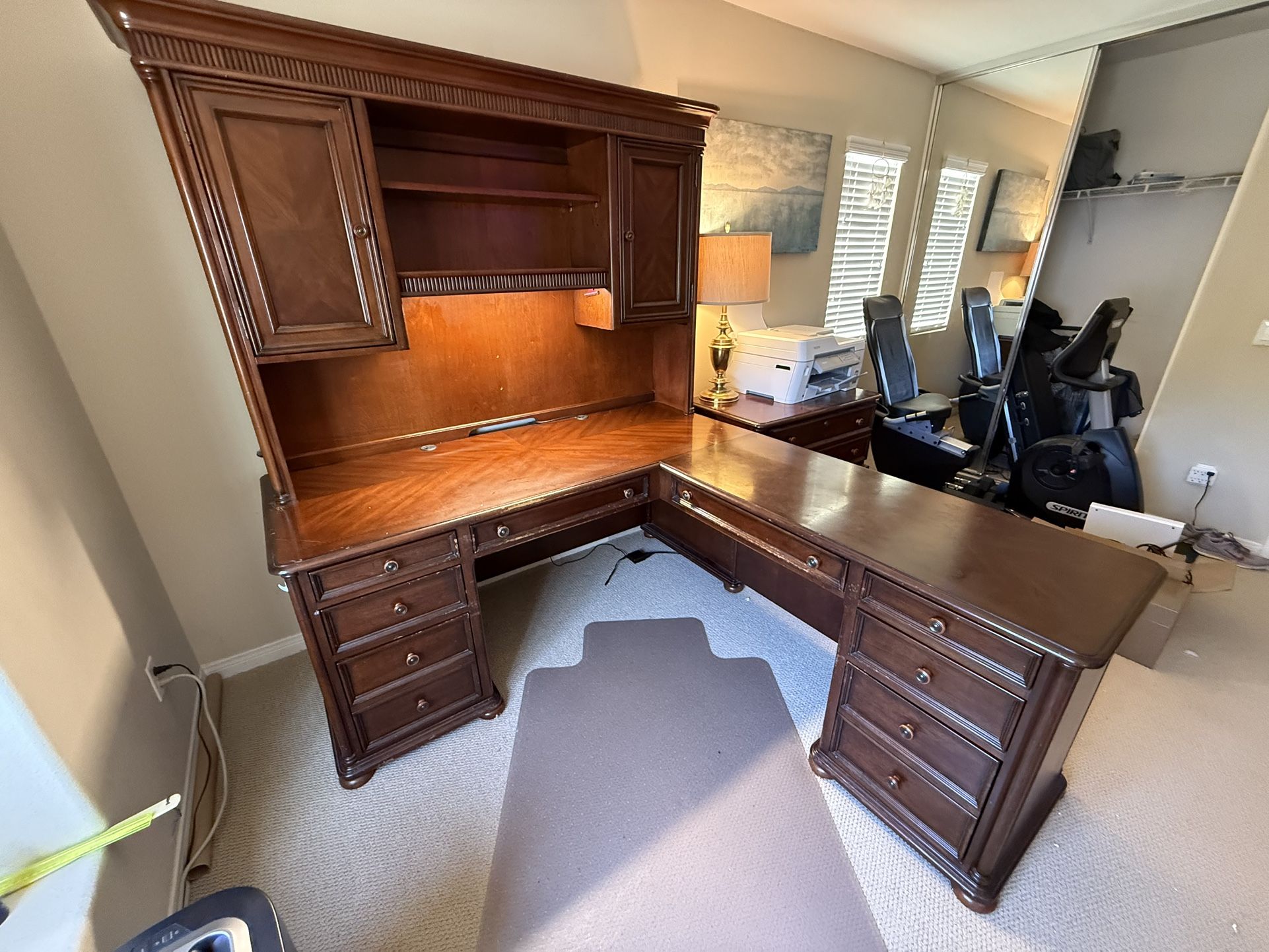 Beautiful Cherry Executive Desk, Hutch & Filing Cabinet.