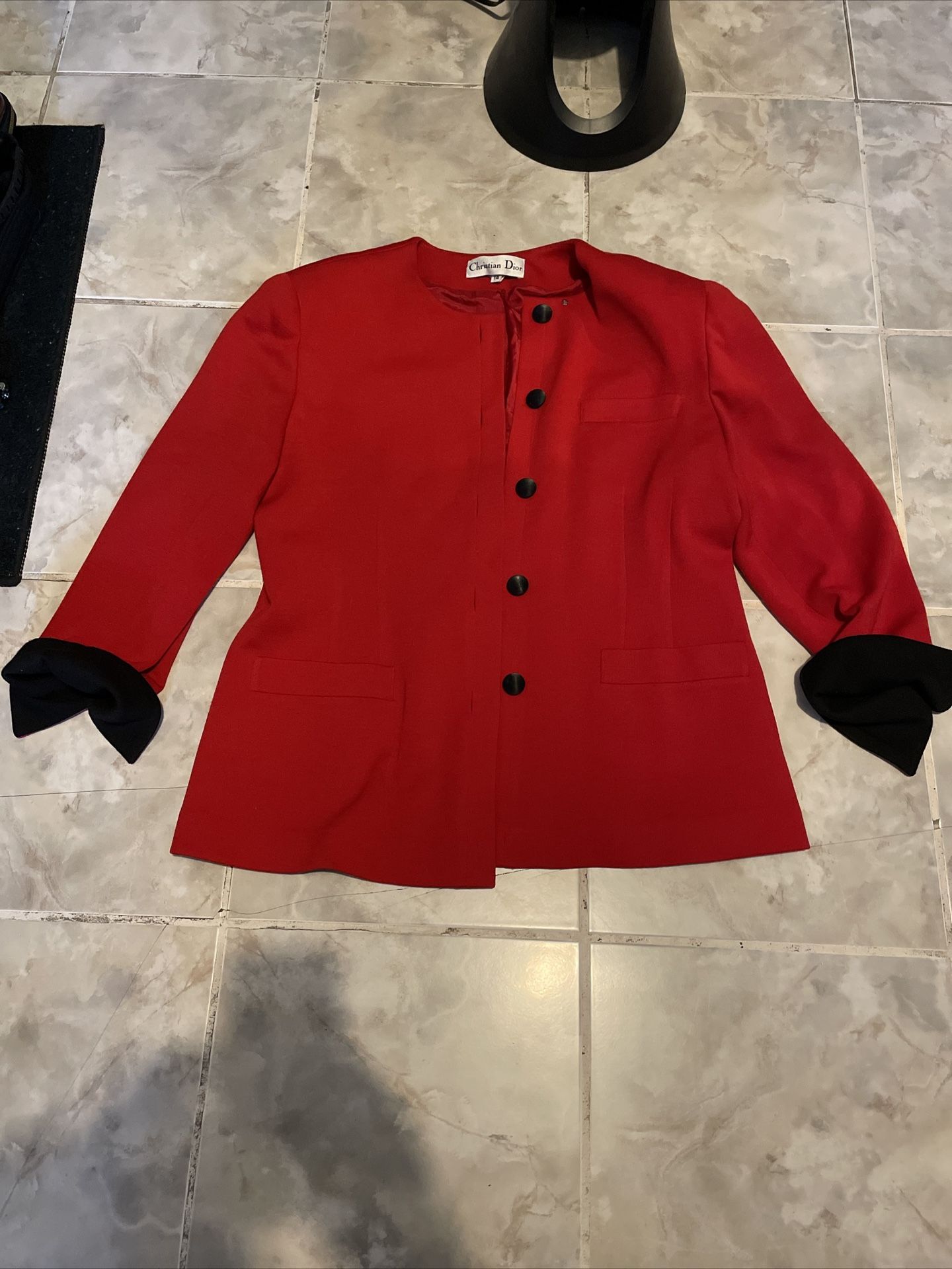 Vintage 80s 90s Christian Dior Blazer Womens SZ 14 Red 100% Wool Elegant USA