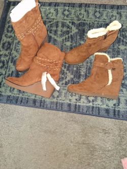 Two Pairs of Women's Tan Suede Boots size 8 never wore pickup only cash