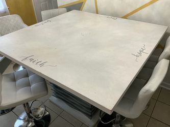 White counter height, table 6 barstools