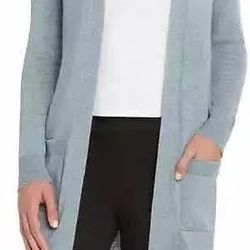 NWT Matty M Duster Open Front Knit Cardigan Long Sweater Heather Denim S